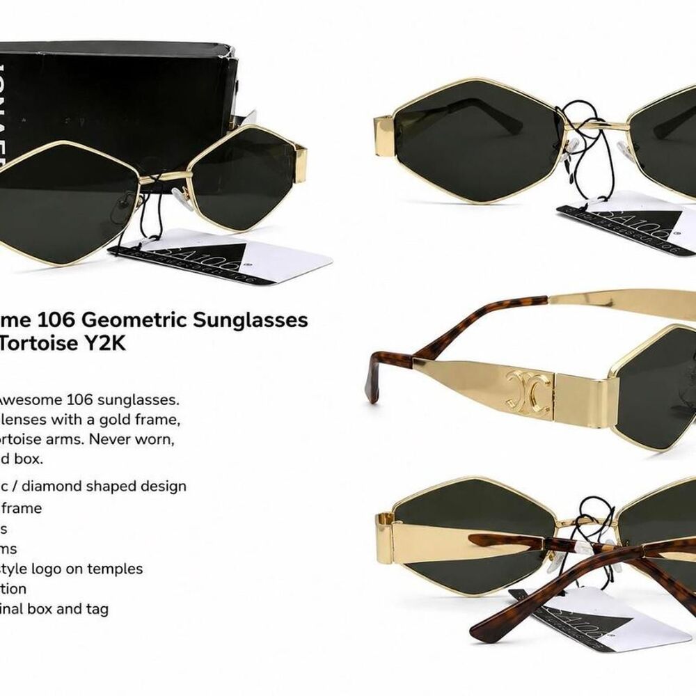 Unbranded Women's Gold and Black Sunglasses